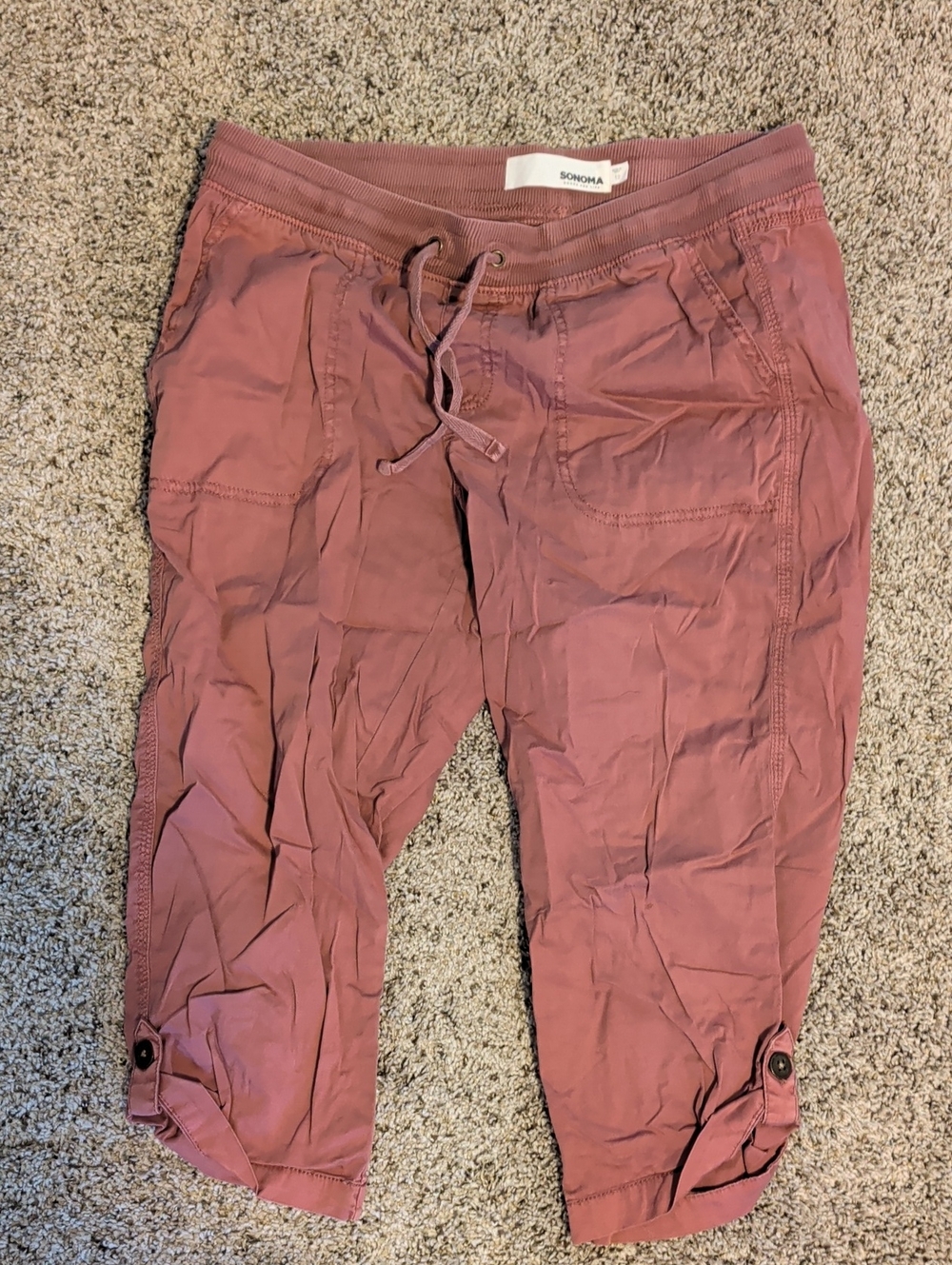 Sonoma Mauve Drawstring Cargo Capris